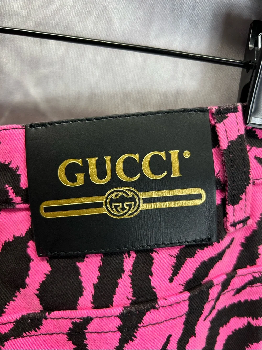 Gucci Pink and Black Zebra Skinny Jeans